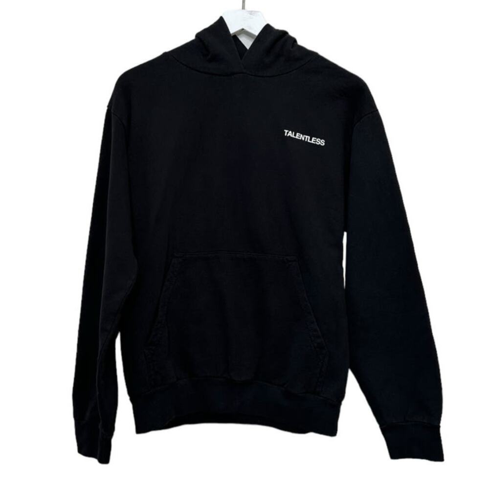 Talentless Black Hoodie Sweatshirt Unisex Minimal Logo Pullover Size Small